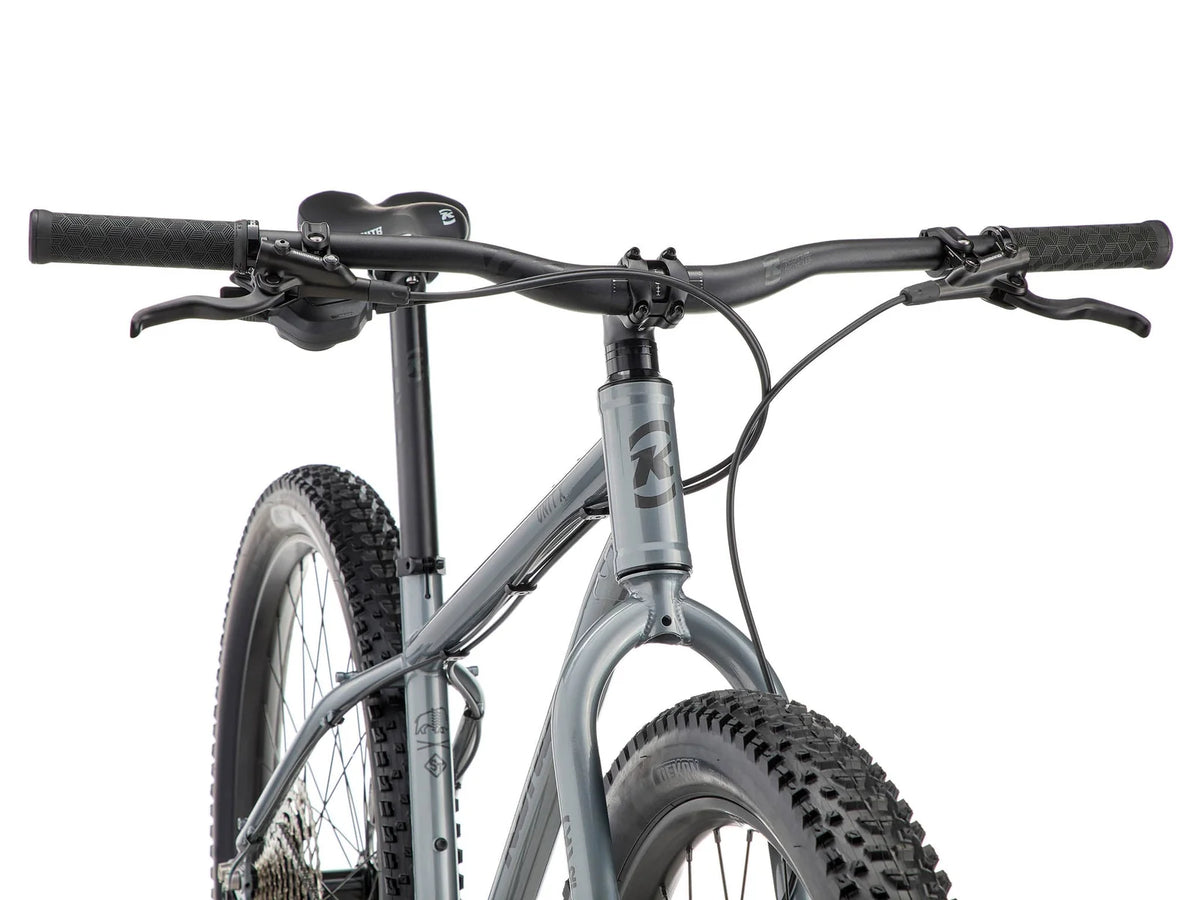 Détail de l'étrier de frein à disque hydraulique Shimano MT410 et du disque 180 mm du Kona Unit X, pour un freinage constant même en descente chargée.