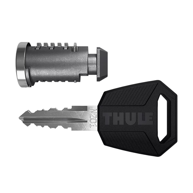 Kit de serrures Thule comprenant deux barillets et deux clés pour porte-vélos, vendu en ligne au Québec chez Le Pédalier