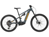 Vélo de montagne électrique Kona Remote X en aluminium, coloris Gloss Metallic Dark Faux Raw, vue latérale complète montrant le cadre 6061 à 180 mm de débattement et le moteur Bosch intégré.