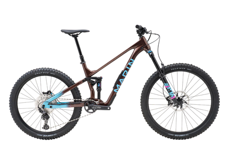 Vélo de montagne semi-rigide Marin Alpine Trail vu de profil sur fond neutre en studio, cadre léger en aluminium
