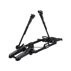 Porte-vélos sur attelage Thule Outpace 2 vélos vu de profil sur fond neutre en studio, structure robuste en aluminium