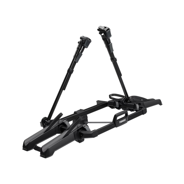 Porte-vélos sur attelage Thule Outpace 2 vélos vu de profil sur fond neutre en studio, structure robuste en aluminium