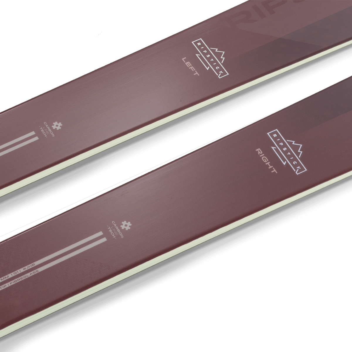 Close-up on the Amphibio Carbon Line technology of the Elan Ripstick 94 W women's all-mountain ski. - Gros plan sur la technologie Amphibio Carbon Line du ski all-mountain pour femme Elan Ripstick 94 W.